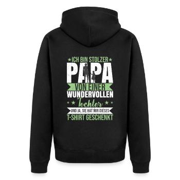 Stolzer Papa von einer wundervollen Tochter - Unisex Premium Bio Zip Hoodie - Schwarz - Hinten - Nico (187cm)