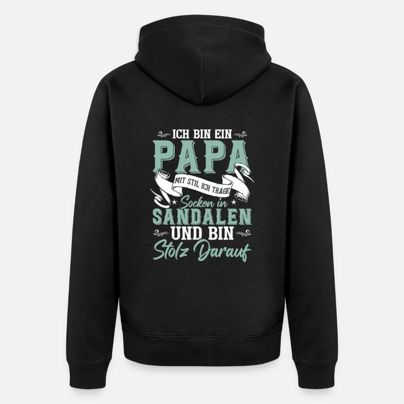 Ich bin Papa mit Stil - Unisex Premium Bio Zip Hoodie - Schwarz