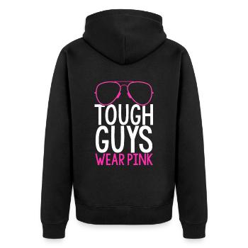 Tough Guys Wear Pink Breast Cancer Awareness Husba - Unisex Premium Bio Zip Hoodie - Schwarz - Hinten - Nico (187cm)