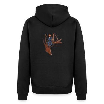 Baumpfleger Baumkletterer Arborist Baumklettern - Unisex Premium Bio Zip Hoodie - Schwarz - Hinten - Nico (187cm)
