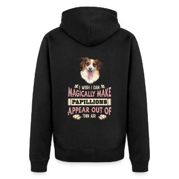 Papillon Witzig - Unisex Premium Bio Zip Hoodie - Schwarz - Hinten - Nico (187cm)