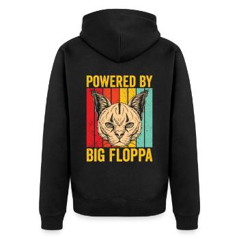 Big Floppa Karakal Katze Meme Retro - Unisex Premium Bio Zip Hoodie - Schwarz - Hinten - Nico (187cm)