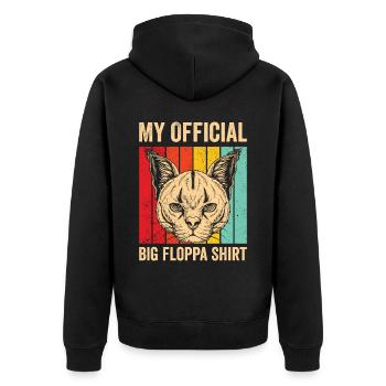 Big Floppa Caracal Retro - Unisex Premium Organic Zip Hoodie - black - Back - Nico (187cm)