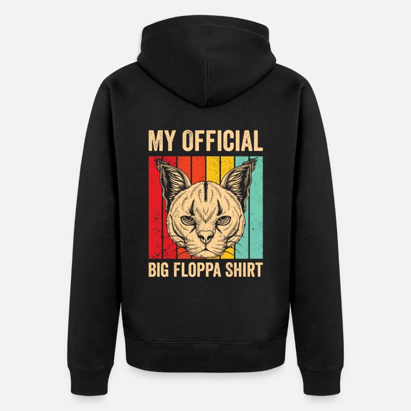 Big Floppa Caracal Retro - Veste à capuche bio Premium Unisexe - noir