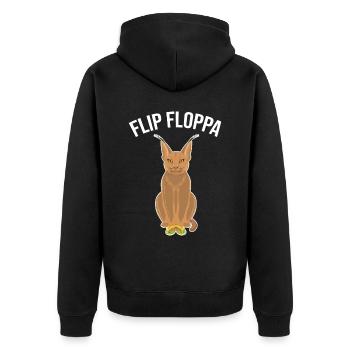 Big Floppa Caracal Cat Meme - Unisex Premium Organic Zip Hoodie - black - Back - Nico (187cm)