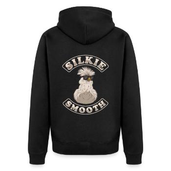 Silkie Smooth Chinese Silk Chicken - Unisex Premium Organic Zip Hoodie - black - Back - Nico (187cm)