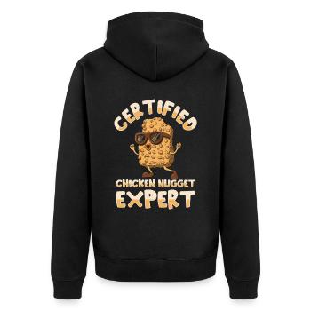 Expert certifié en pépites de poulet - Veste à capuche bio Premium Unisexe - noir - Dos - Nico (187cm)