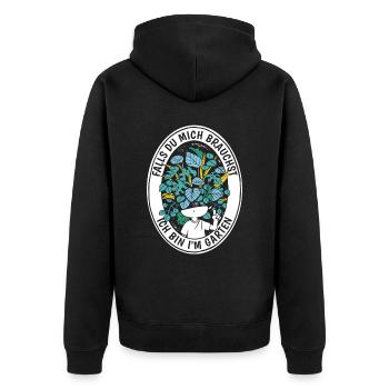 Hobbygärtner Garten Großartig - Unisex Premium Bio Zip Hoodie - Schwarz - Hinten - Nico (187cm)