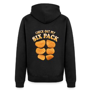 Découvrez My Six Pack Chicken Nugget Lover - Veste à capuche bio Premium Unisexe - noir - Dos - Nico (187cm)