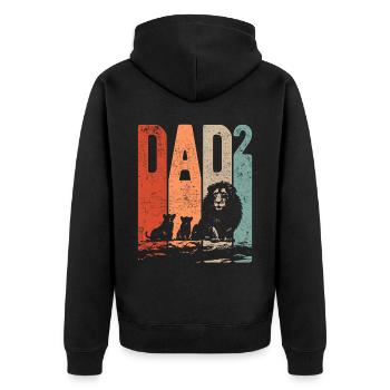 Dad Hoch 2 Papa Hoch 2 Kinder Zweifacher Papa Löwe - Unisex Premium Bio Zip Hoodie - Schwarz - Hinten - Nico (187cm)