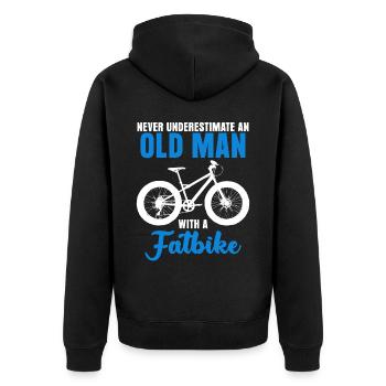 Fat Bike Old Man Fatbike - Unisex Premium Bio Zip Hoodie - Schwarz - Hinten - Nico (187cm)