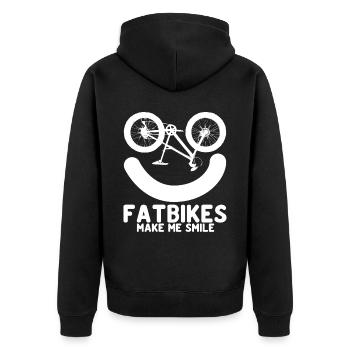 Fatbike Lächeln Fat Bike - Unisex Premium Bio Zip Hoodie - Schwarz - Hinten - Nico (187cm)