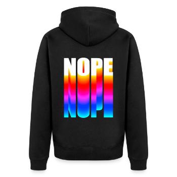 Nope NOPE nope - Unisex Premium Organic Zip Hoodie - black - Back - Nico (187cm)