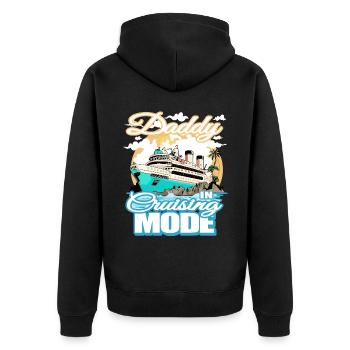 Daddy Cruising -Modus Urlaubsbootausflug - Unisex Premium Bio Zip Hoodie - Schwarz - Hinten - Nico (187cm)