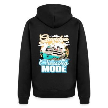 Opa Im Fahrmodus - Bootsfahrt - Unisex Premium Bio Zip Hoodie - Schwarz - Hinten - Nico (187cm)