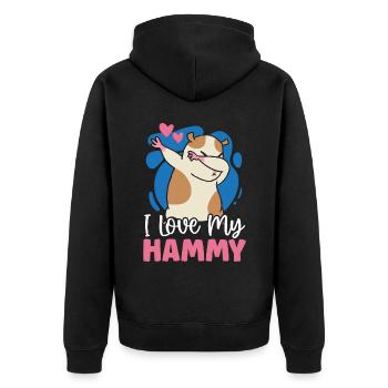 Ich liebe meinen Hammy Hamster Liebhaber Hamster Besitzer Nagetier - Unisex Premium Bio Zip Hoodie - Schwarz - Hinten - Nico (187cm)