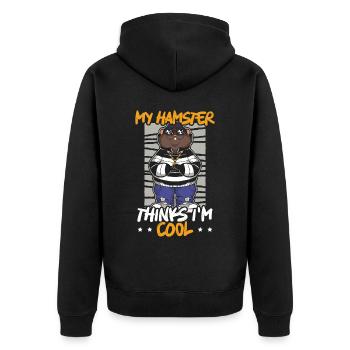 Hamster Liebhaber Hamster Besitzer Nagetier Haustier Hammy - Unisex Premium Bio Zip Hoodie - Schwarz - Hinten - Nico (187cm)
