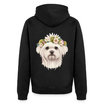 Mignon maltais fleur couronne animal de compagnie chien race chiot floral - Veste à capuche bio Premium Unisexe - noir - Dos - Nico (187cm)