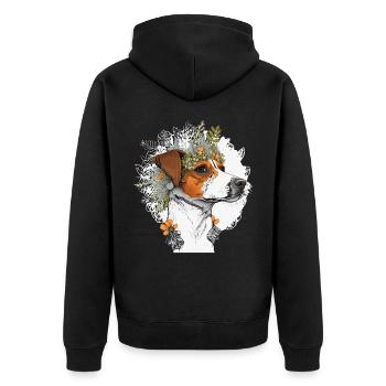 Cute Jack Russel Terrier Flower Crown Pet Dog Flor - Unisex Premium Organic Zip Hoodie - black - Back - Nico (187cm)
