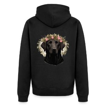 Cute Labrador Retriever Flower Crown Dog Breed Flo - Unisex Premium Bio Zip Hoodie - Schwarz - Hinten - Nico (187cm)
