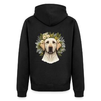 Mignon Labrador Retriever Fleur Couronne Race de chien de compagnie - Veste à capuche bio Premium Unisexe - noir - Dos - Nico (187cm)
