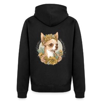 Cute Chihuahua Flower Crown Pet Dog Breed Floral P - Unisex Premium Bio Zip Hoodie - Schwarz - Hinten - Nico (187cm)