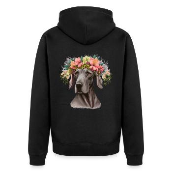 Mignon Grand Danois Fleur Couronne Chien de Compagnie Race Florale - Veste à capuche bio Premium Unisexe - noir - Dos - Nico (187cm)