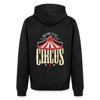 Circus Clown Welcome To The Circus Carnival Lover - Unisex Premium Bio Zip Hoodie - Schwarz - Hinten - Nico (187cm)