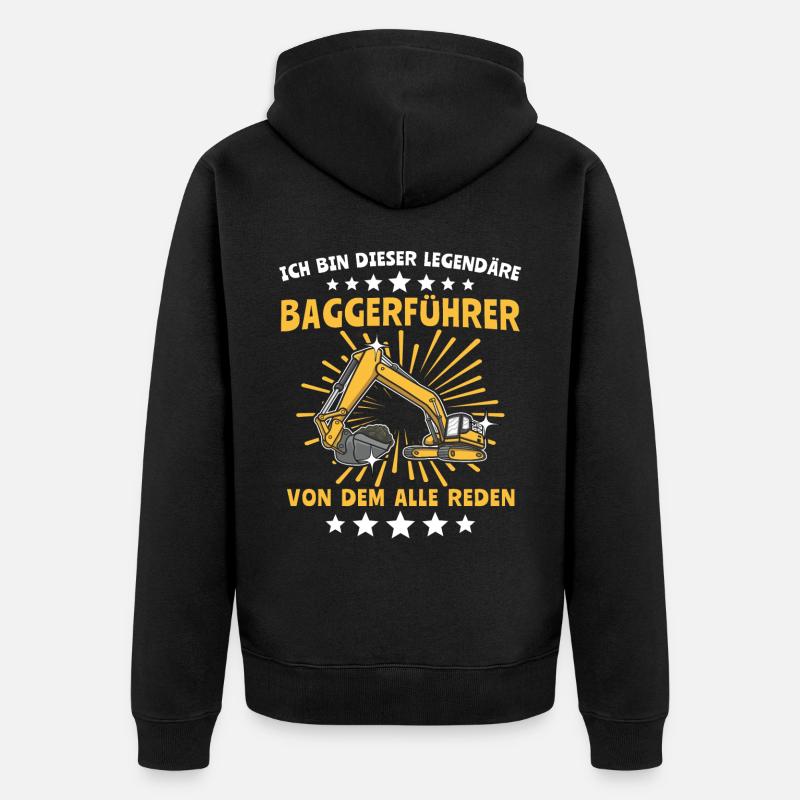 Baggerführer Baggerfahrer - Unisex Premium Bio Zip Hoodie - Schwarz