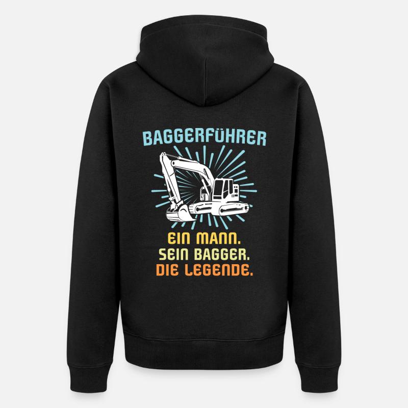 Baggerführer Baggerfahrer - Unisex Premium Bio Zip Hoodie - Schwarz
