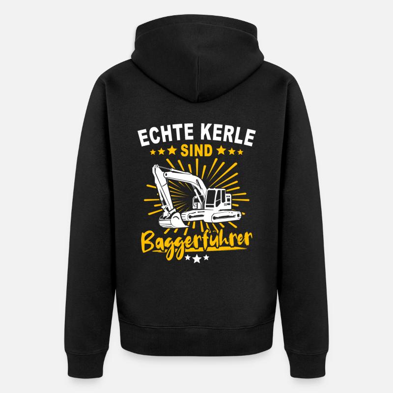 Baggerführer Baggerfahrer - Unisex Premium Bio Zip Hoodie - Schwarz