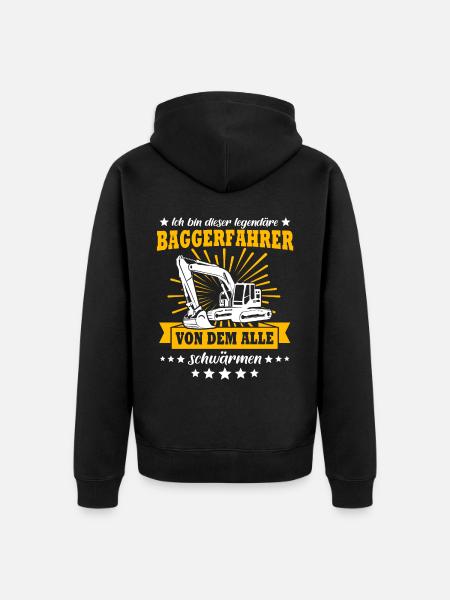 Baggerführer Baggerfahrer - Unisex Premium Bio Zip Hoodie - Schwarz