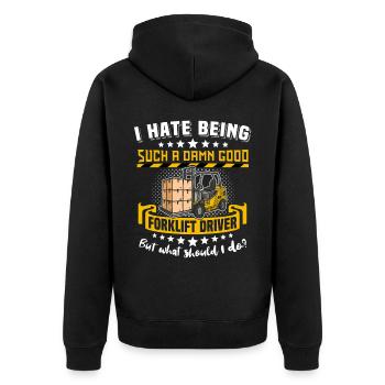 Staplerfahrer Stapler - Unisex Premium Bio Zip Hoodie - Schwarz - Hinten - Nico (187cm)