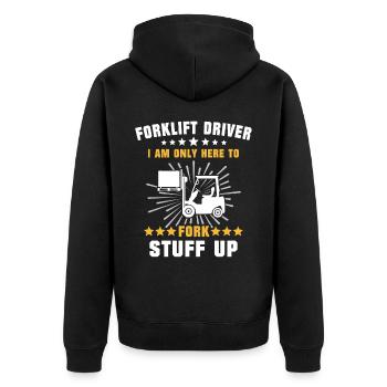 Staplerfahrer Stapler - Unisex Premium Bio Zip Hoodie - Schwarz - Hinten - Nico (187cm)