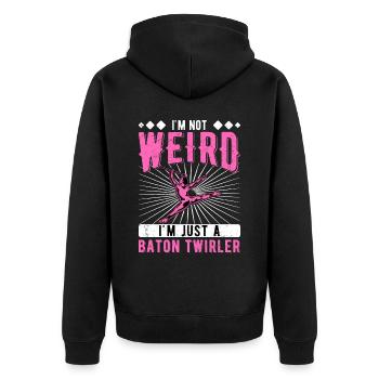 Baton Rod Turning I'm Not Weird I'm A Baton Twirler - Unisex Premium Organic Zip Hoodie - black - Back - Nico (187cm)