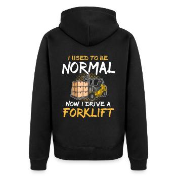 Staplerfahrer Stapler - Unisex Premium Bio Zip Hoodie - Schwarz - Hinten - Nico (187cm)
