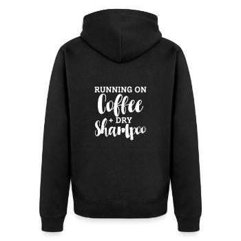 Kaffee Shampoo Koffein Espresso Barista Geschenk - Unisex Premium Bio Zip Hoodie - Schwarz - Hinten - Nico (187cm)