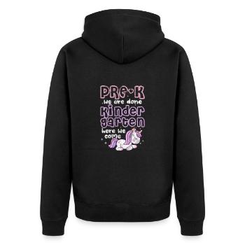 Kindergarten - Unisex Premium Bio Zip Hoodie - Schwarz - Hinten - Nico (187cm)