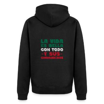 Mexiko - Unisex Premium Bio Zip Hoodie - Schwarz - Hinten - Nico (187cm)