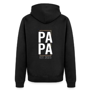 Papa 2023 - Unisex Premium Bio Zip Hoodie - Schwarz - Hinten - Nico (187cm)