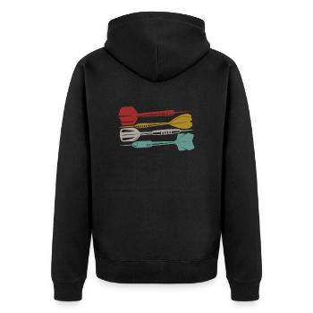 Retro Dartpfeil DNA - Unisex Premium Organic Zip Hoodie - black - Back - Nico (187cm)