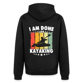 Kayaker Kayak Kayaking - Unisex Premium Bio Zip Hoodie - Schwarz - Hinten - Nico (187cm)