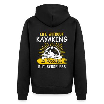 Kayaker Kayak Kayaking - Unisex Premium Bio Zip Hoodie - Schwarz - Hinten - Nico (187cm)