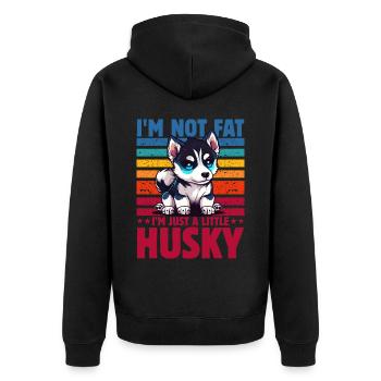I'm not fat I m just a little husky - Unisex Premium Bio Zip Hoodie - Schwarz - Hinten - Nico (187cm)