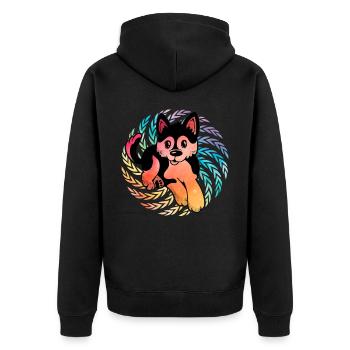 Husky - Unisex Premium Bio Zip Hoodie - Schwarz - Hinten - Nico (187cm)