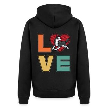 Husky Love - Unisex Premium Bio Zip Hoodie - Schwarz - Hinten - Nico (187cm)