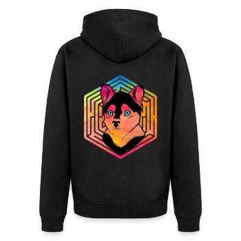 Husky - Unisex Premium Bio Zip Hoodie - Schwarz - Hinten - Nico (187cm)