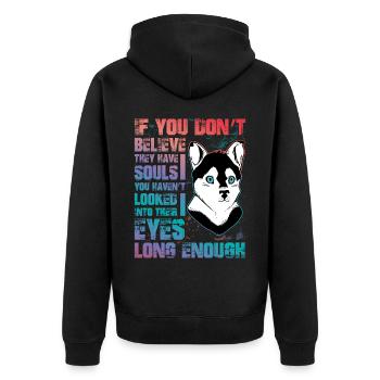 Husky Lustiger Spruch - Unisex Premium Bio Zip Hoodie - Schwarz - Hinten - Nico (187cm)