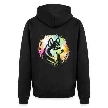 Husky - Unisex Premium Bio Zip Hoodie - Schwarz - Hinten - Nico (187cm)