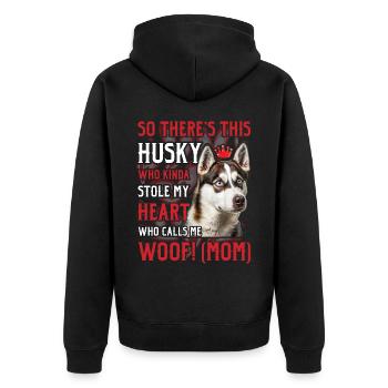 Husky Mom - Unisex Premium Bio Zip Hoodie - Schwarz - Hinten - Nico (187cm)
